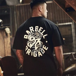 Barbell Snake Print 230G 100% Cotton Summer Men Women Gym Unisex Breathable T-shirt Fitness Bodybuilding Workout Tee Tops 3XL