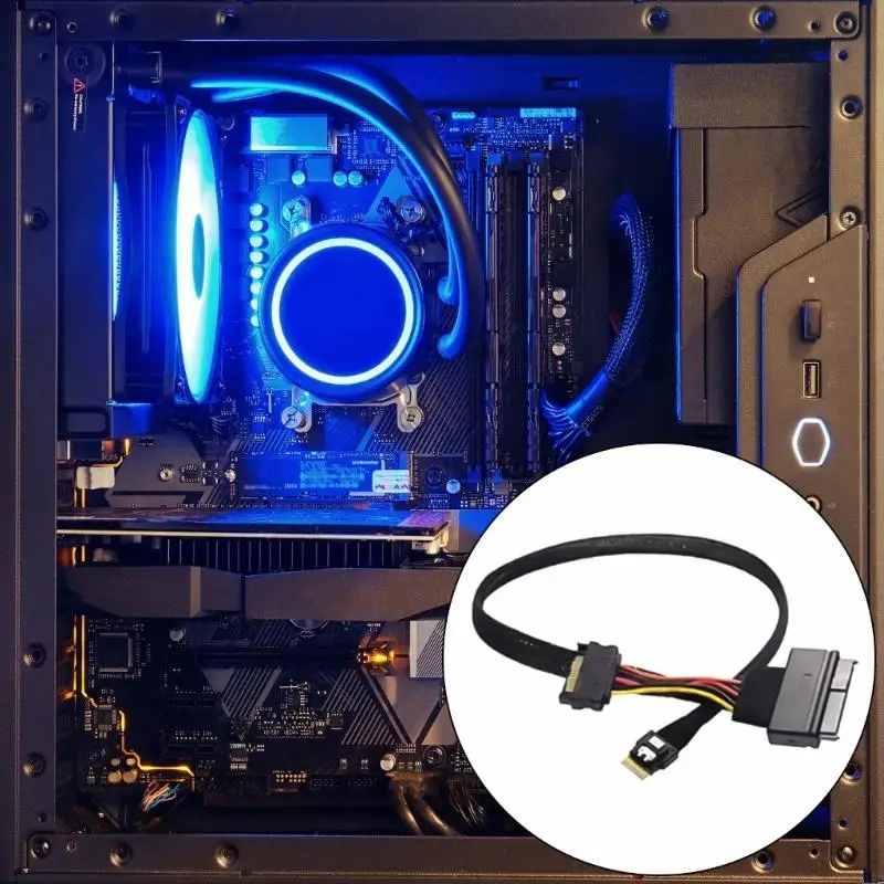 SFF-8654 4i Male to SFF8639 Data Cable Supports PCIe NVMe with U2U3 SSDs Interfaces