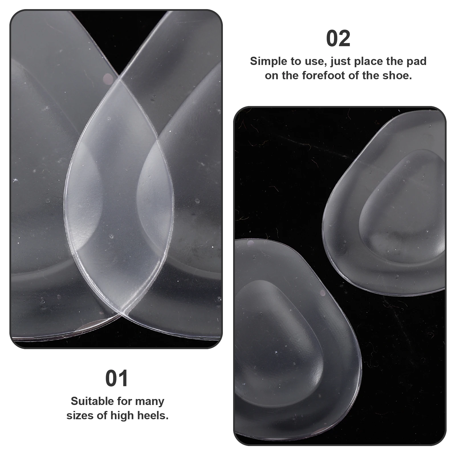 

8 Pcs Women's Pumps High Heel Insole Forefoot Pads Cushion Half Size Front Protection Insoles Metatarsal Transparent Miss