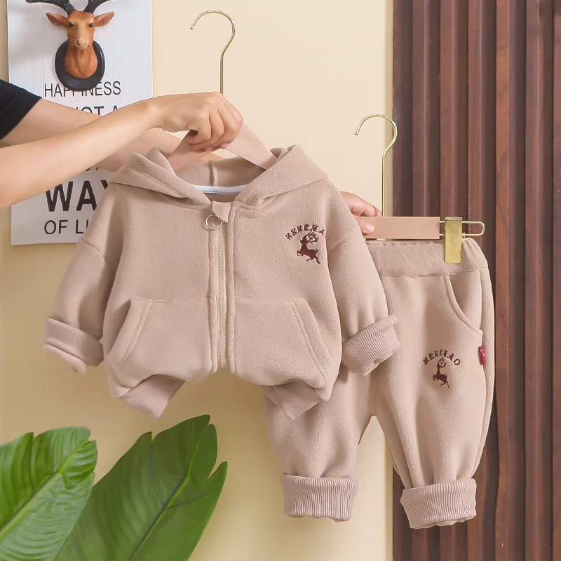 New Autumn Winter Baby Girls Clothes Suit Children Boys Thick Warm Hooded Jacket Pants 2Pcs/Sets Infant Clothing Kids Tracksuits