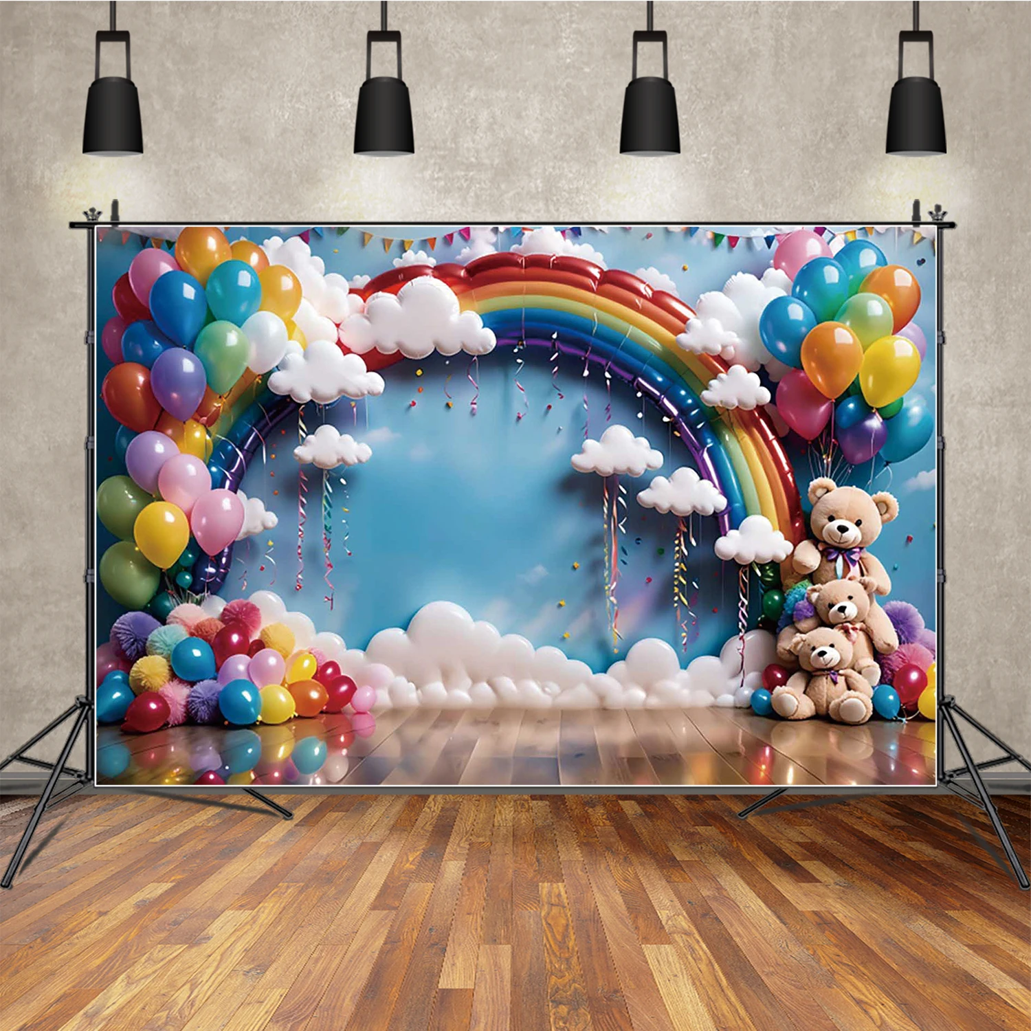 MOON.QG استحمام الطفل عيد ميلاد التصوير خلفية تيدي بير يونيكورن حورية البحر فوتوزون خلفية الطفل حفلة استوديو كابينة تصوير
