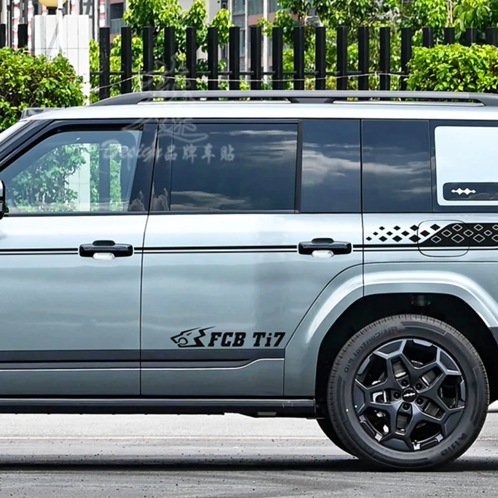 

For BYD Leopard Titanium 7 Car Decal Decorative Decal Simple And Dynamic Car Sticker Off-road Vehicle Body Color Strip Decal