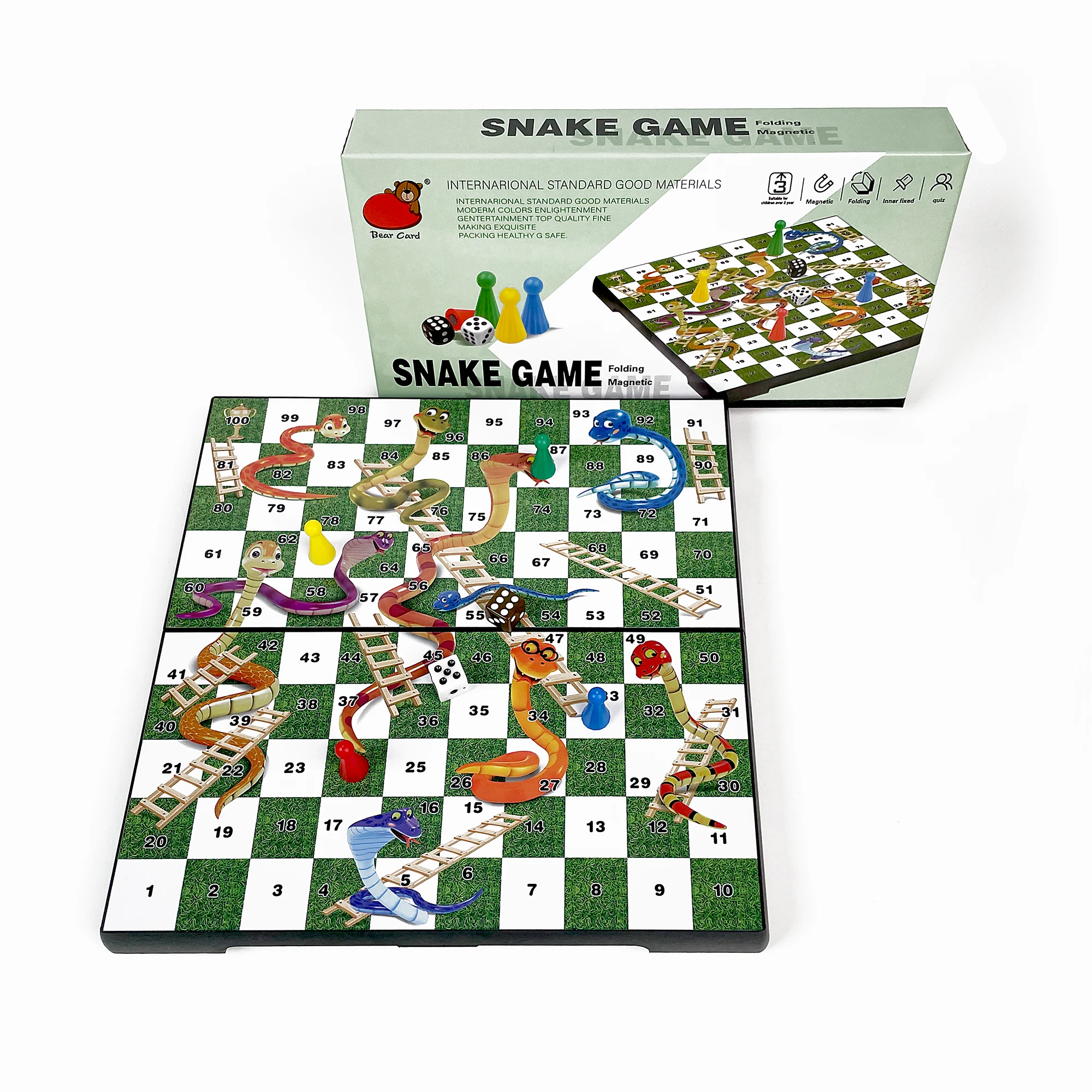 

24cm x 24cm Foldable Magnetic Snakes and Ladders Board Game Portable Plastic Tabletop Travel Outdoor Game Set