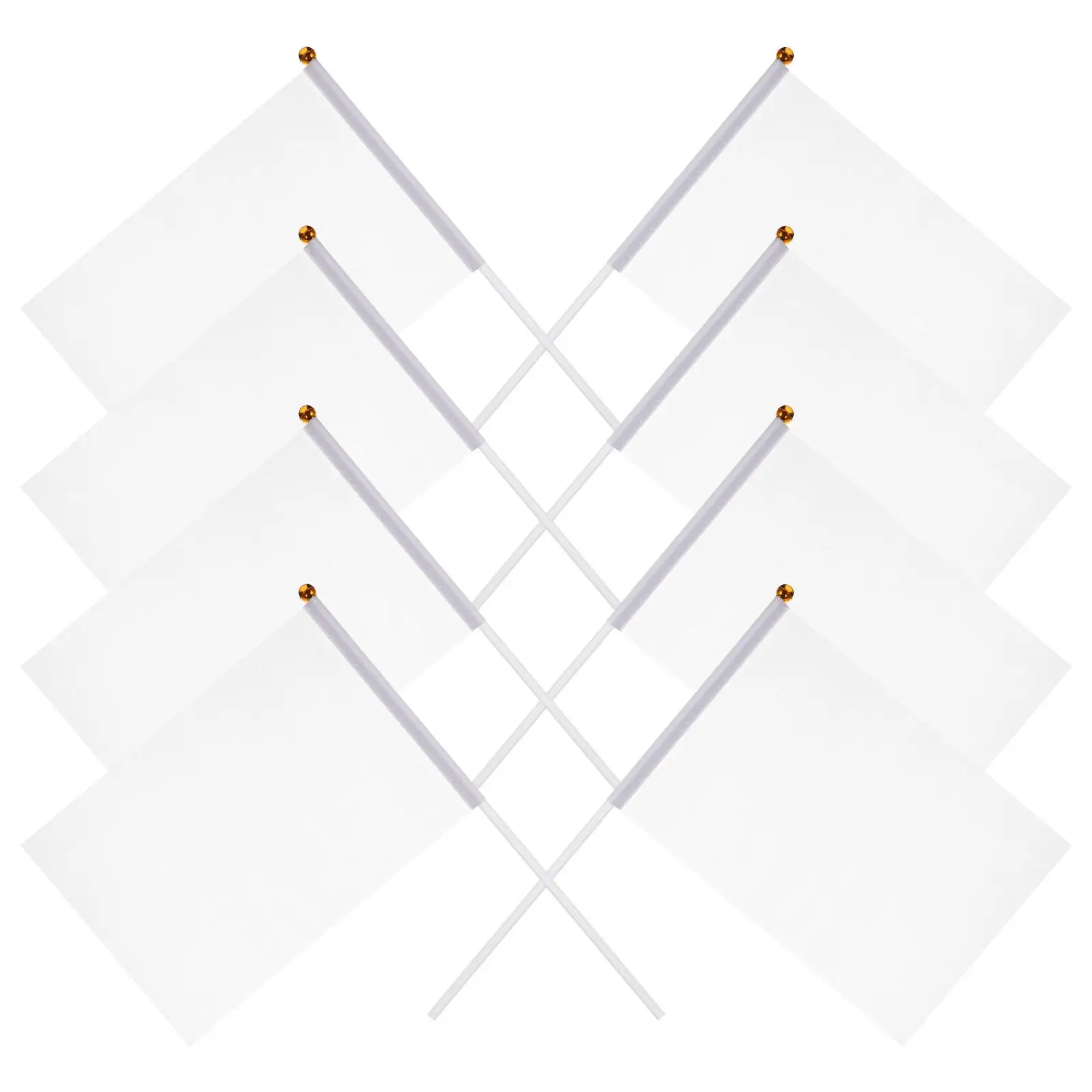 

24pcs Referee Flags White Hand Cranked Polyester Blank DIY Mini Waving Hand Held Marking Landscape Lawn Events Team