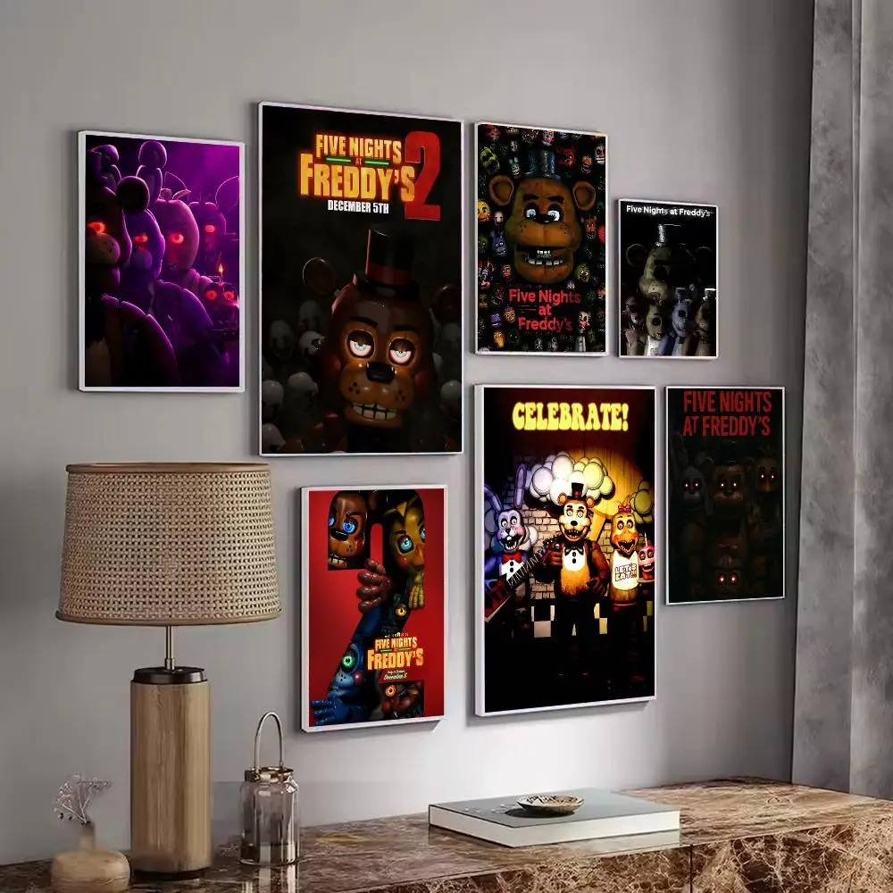 Horror Movie F-Five N-Nights at F-Freddy Poster Wall Art Print Sticker for Bedroom Living Room Dorm Office Modern Home Decor