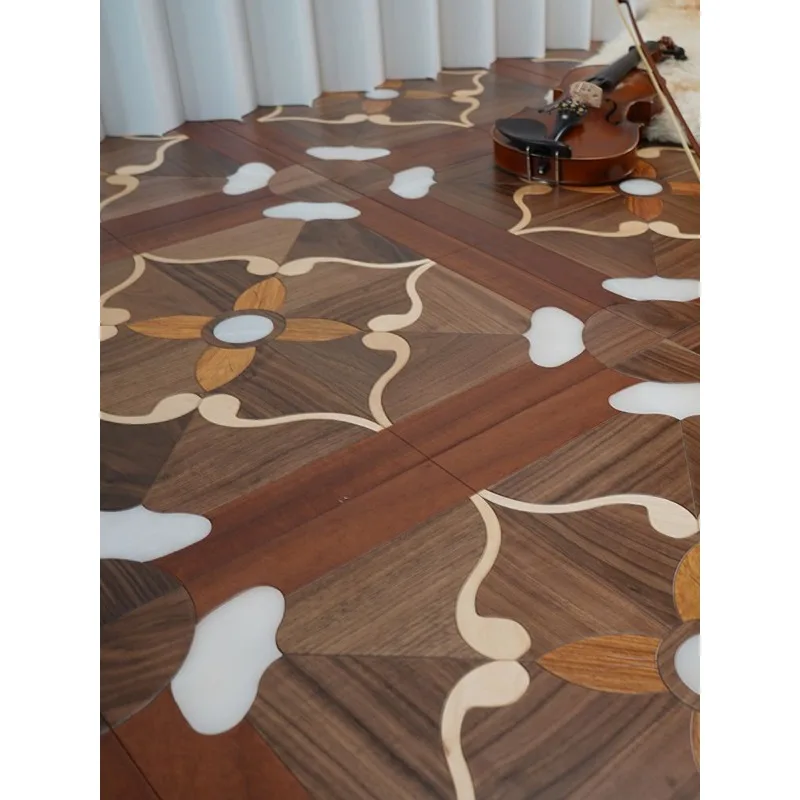 Multi-layer solid wood composite parquet floor with jade