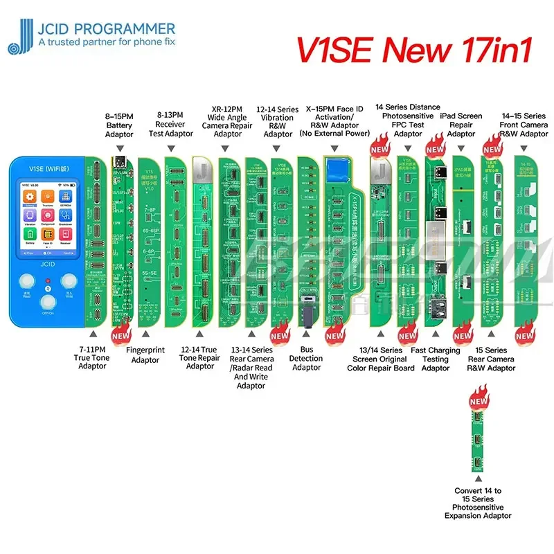 

JC V1SE программатор iPhone X 11 12 13 14 серии светочувствительный оригинальный цветной сенсорный вибрационный аккумулятор отпечатков пальцев ремонт лица