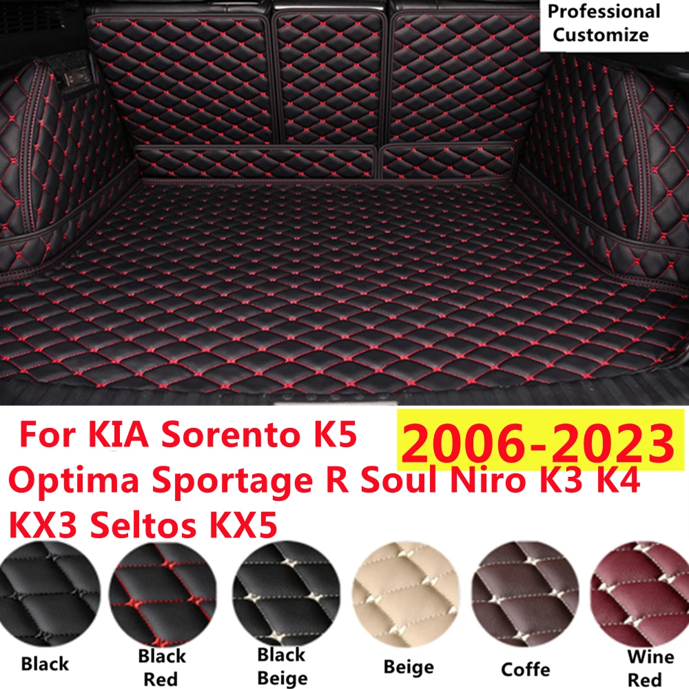 SJ Full Set XPE Car Trunk Mat For Kia Sorento K5 Optima Sportage Soul Niro K3 K4 KX3 KX5 Seltos Tail Boot Tray Liner Rear Cargo