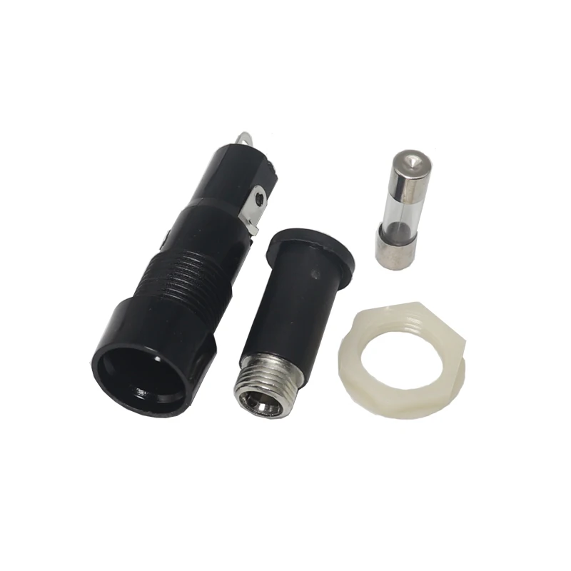 【5-2PCS】5*20mm Glass Fuse Holders 5x20MM Black Insurance Tube Socket Fuse Holder for 5*20 insurance Panel Mount Fuse Holder