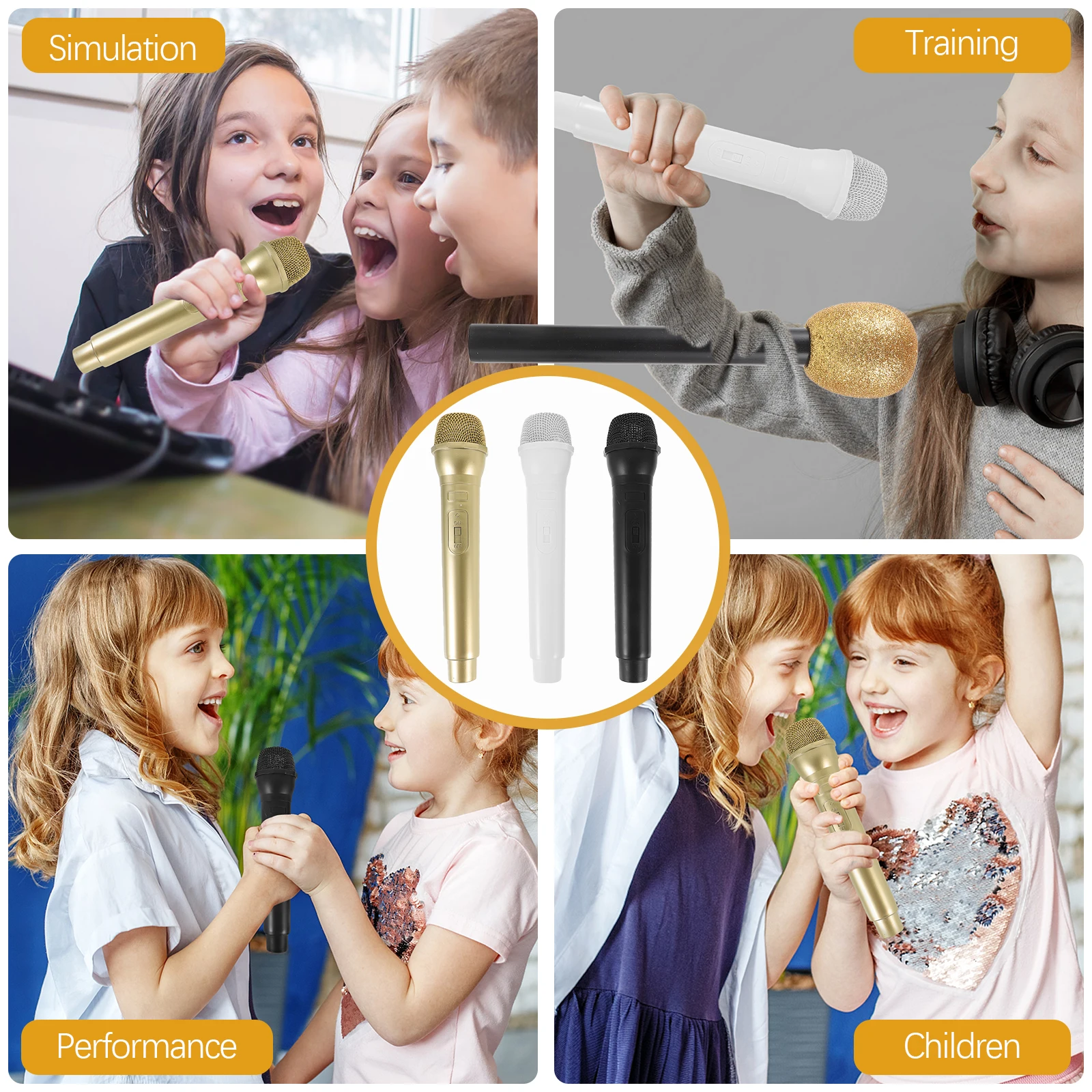 

3 Pcs Pretend Microphone Stage Kid Celebrity Fake Prop Plastic Simulation Child