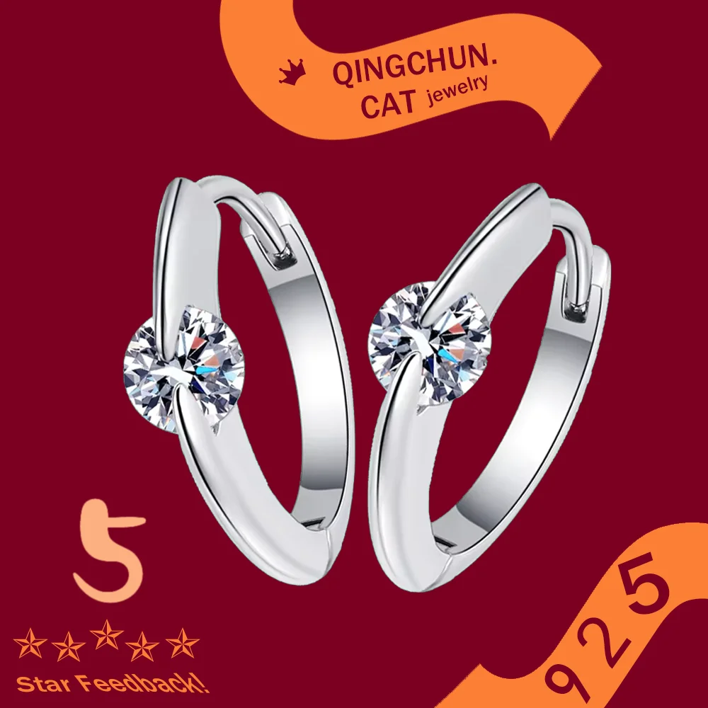 For Women Hoop Ear Crystals Simple Earrings Luxury Designer Zircon Stamp 925 Sterling Silver Earring Jewelry Free Shipping 2026