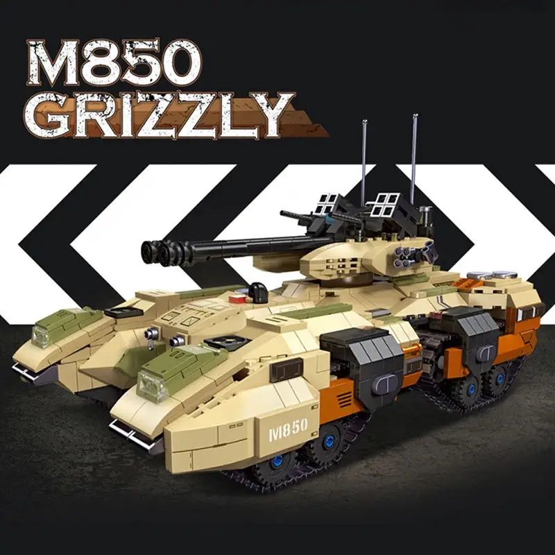 Military Blocks M850 Grizzly Battle Tank Model Building Block Bricks WW2 Soldier Weapon Toys For Kid Xmas Gift