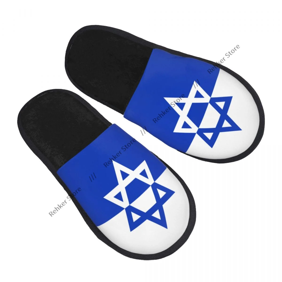 Soft Plush Cotton Flag Of Jewish Fighting Organization Slippers Shoes Non-Slip Floor Indoor Furry Slippers For Bedroom