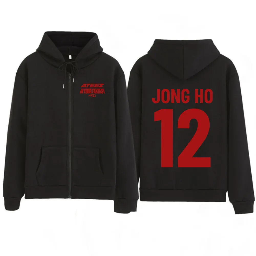 

Korean Ateez 2025 World Tour in Your Fantasy Zipper Hoodies Jongho Kpop Fashion Zip Up Sweatshirts Jackets Men Women Pullovers