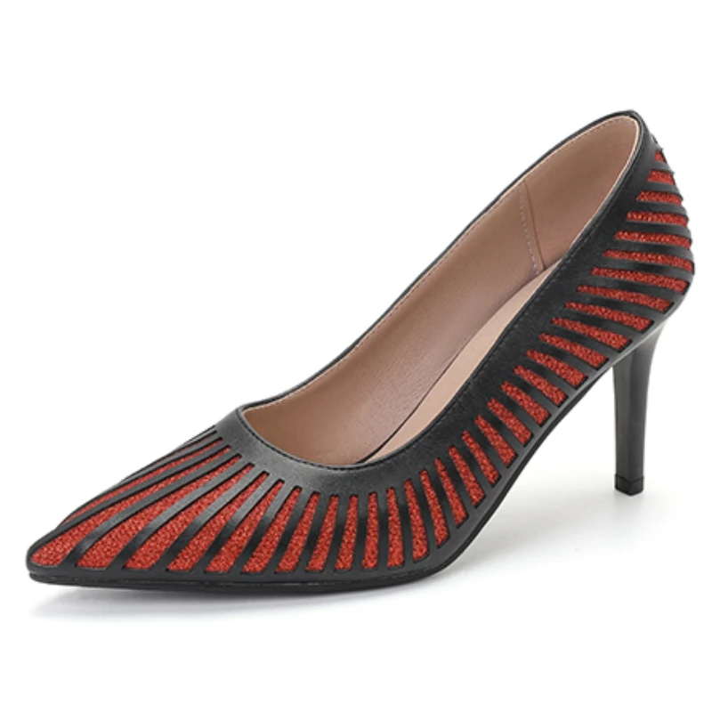 

Women Pointed Toe High Heels Slip on Stiletto Pumps Dress Party Office Classic Stripes Plus Large Size New Designer 2026