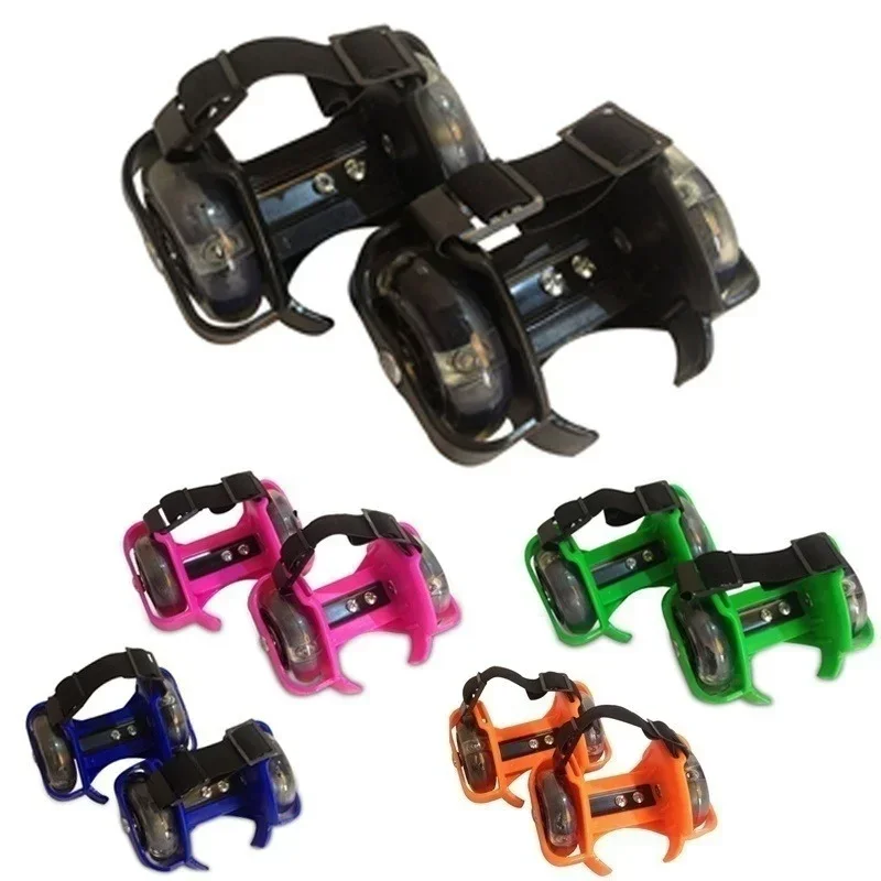 Zapatos de doble rueda para caminar, herramienta ajustable para caminar, patinaje sobre ruedas, resistente al desgaste, 3 ruedas brillantes de