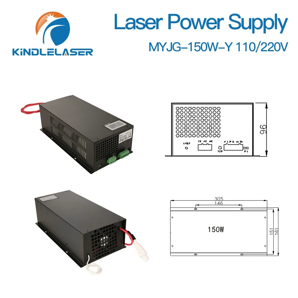 Imagem -05 - Kindlelaser-fonte de Alimentação para Tubo de Laser de Co2 Máquina de Corte de Gravação Categoria M150 com Display Reci Efr 130150w