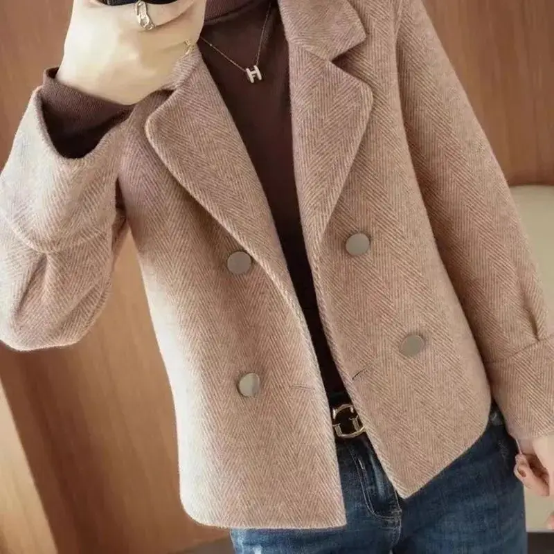 

Double-sided Woolen Coat for Women in Autumn and Winter New Short Top Long Sleeves for Fashion Trendy Woolen Coat