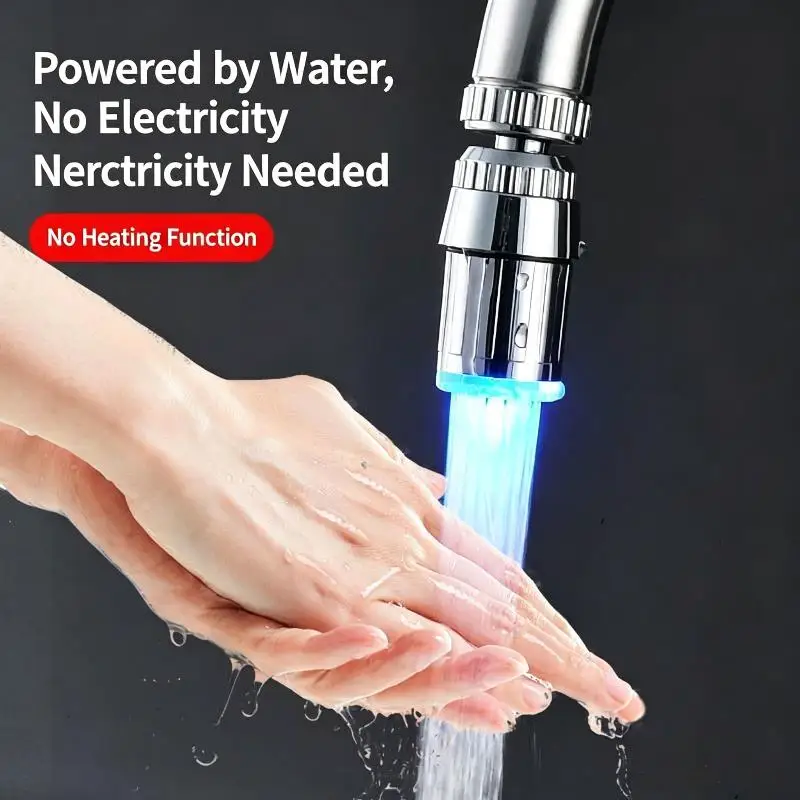 HOT 3 Color Change LED Faucet Aerator Water Powered Light Tap Nozzle Water Saving Glow Faucet Head For Kitchen Bathroom Sink - view 6