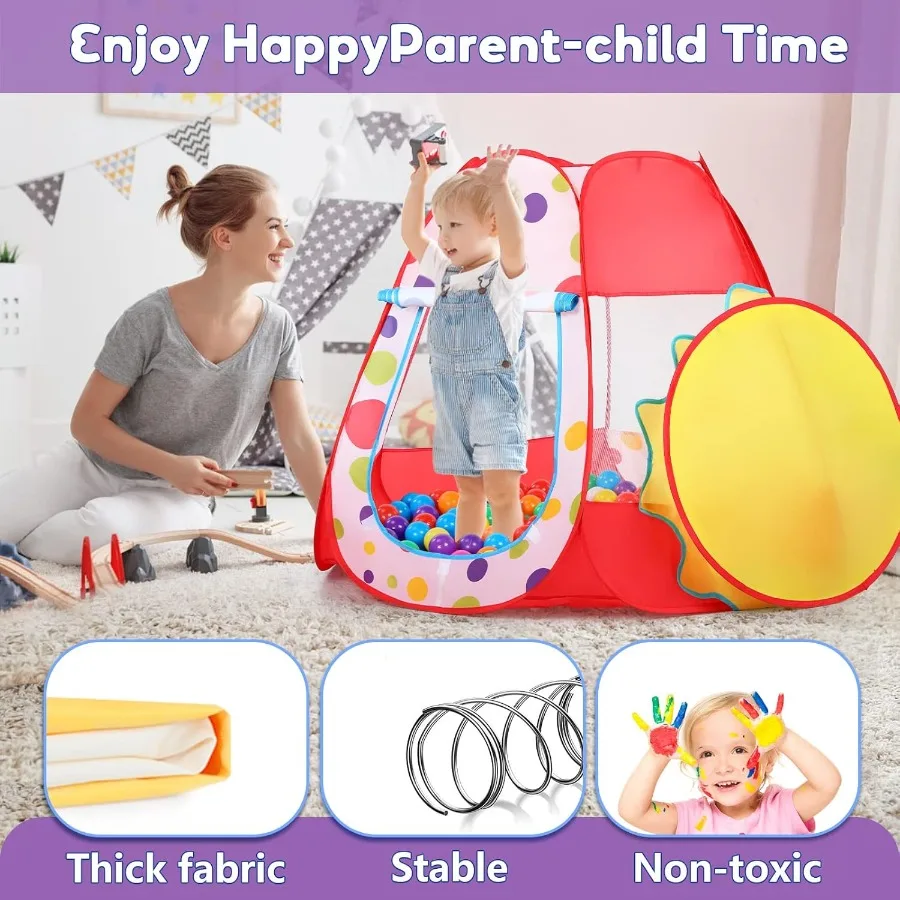 Poteau à balles pour bébé avec 50 balles, tente de jeu Pop-Up pour filles, jouets de princesse pour maison de jeu intérieure et extérieure avec transport Ba