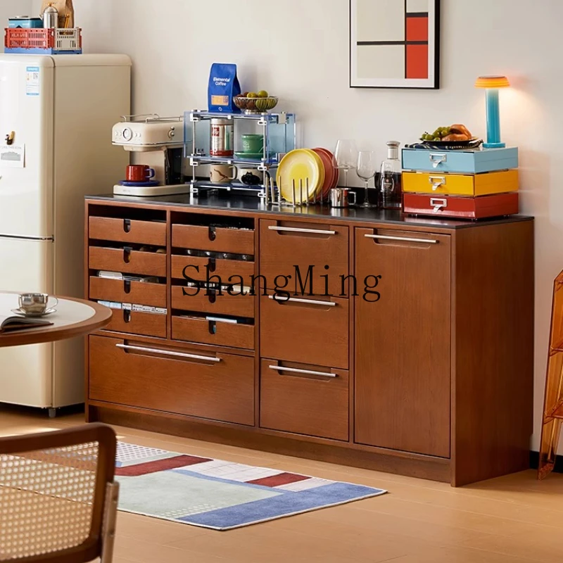 

SM solid wood dining side rock slab retro low cabinet small apartment living room tea cabinet kitchen storage locker