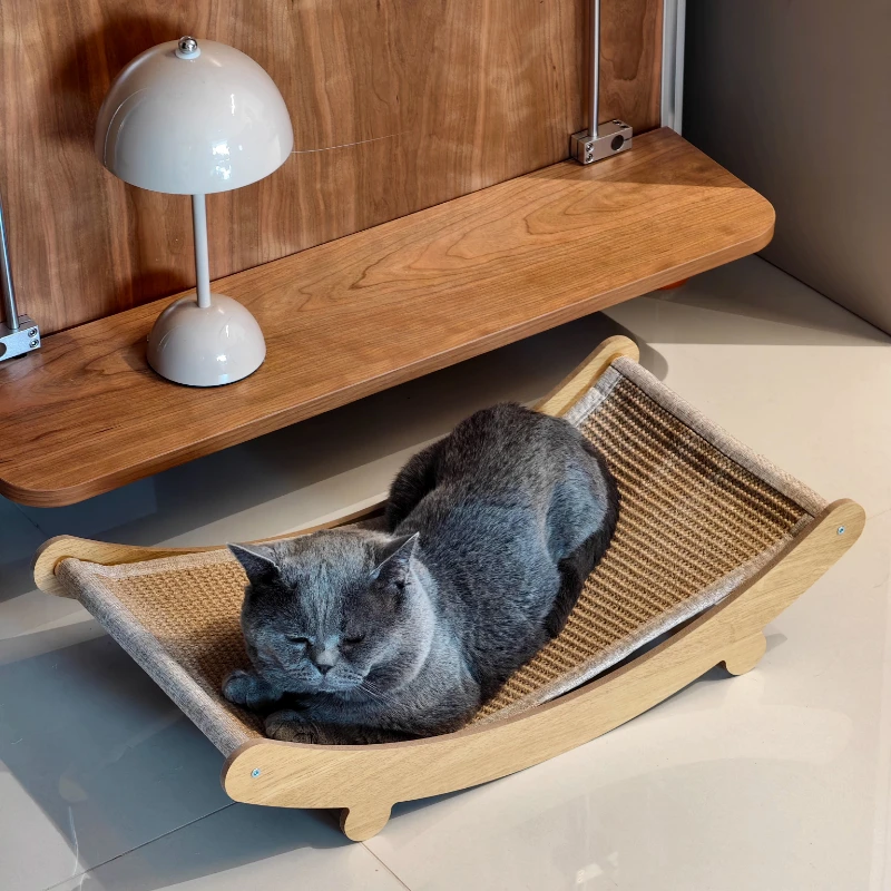 

Multifunctional Wooden Cat Scratching Pad - Detachable Wear-Resistant, Serves as Cat Sleeping Bed & Kitten Grinding Toy