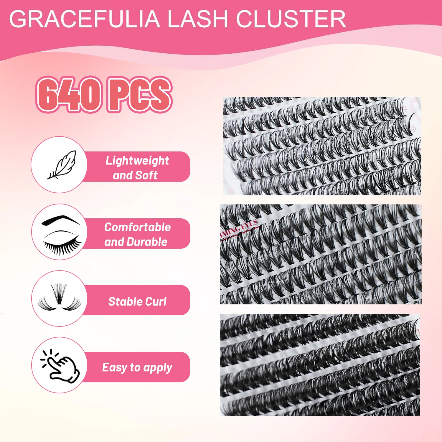 Natural Eyelash Extension Kit 640 Pieces Cluster Lashes Set 9-16mm Wispy Eyelash Extensions Individual Eyelash Extensions with Adhesive Sealant and Eyelash Extension Tweezers Home DIY Tools