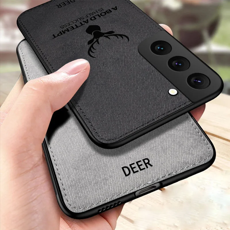 Slim Fabric Skin Deer Case For Samsung Galaxy S23 Ultra FE S22 S21 S24 Ultra A15 A25 A35 A55 A34 A52 A54 5G Hard Back Cover