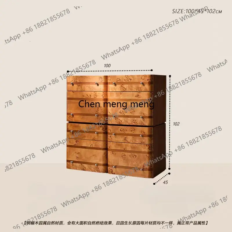 Solid wood vintage TV cabinet bedside bedside chest of drawers living room wall storage cabinet