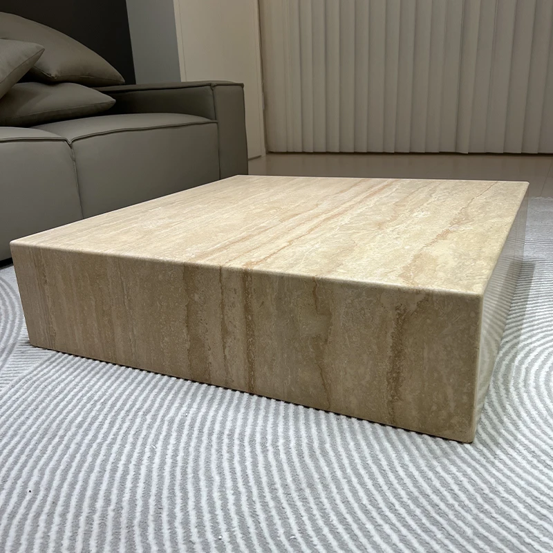 

Dashi simple natural marble travertine coffee table side table model room living room home designer Nordic coffee table