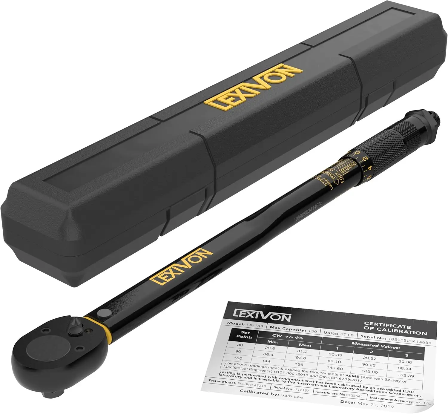 

Torque Wrench 1/2-Inch Drive Click 10~150 Ft-Lb/13.6~203.5 Nm (LX-183)