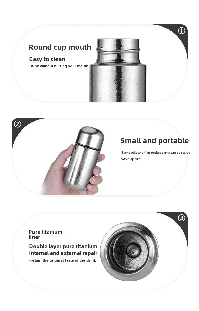 ​150ml Pure Titanium Cup | Insulated Travel Mug Tea cup | Ultra-Lightweight & Naturally Antibacterial (Portable Capsule Design)​