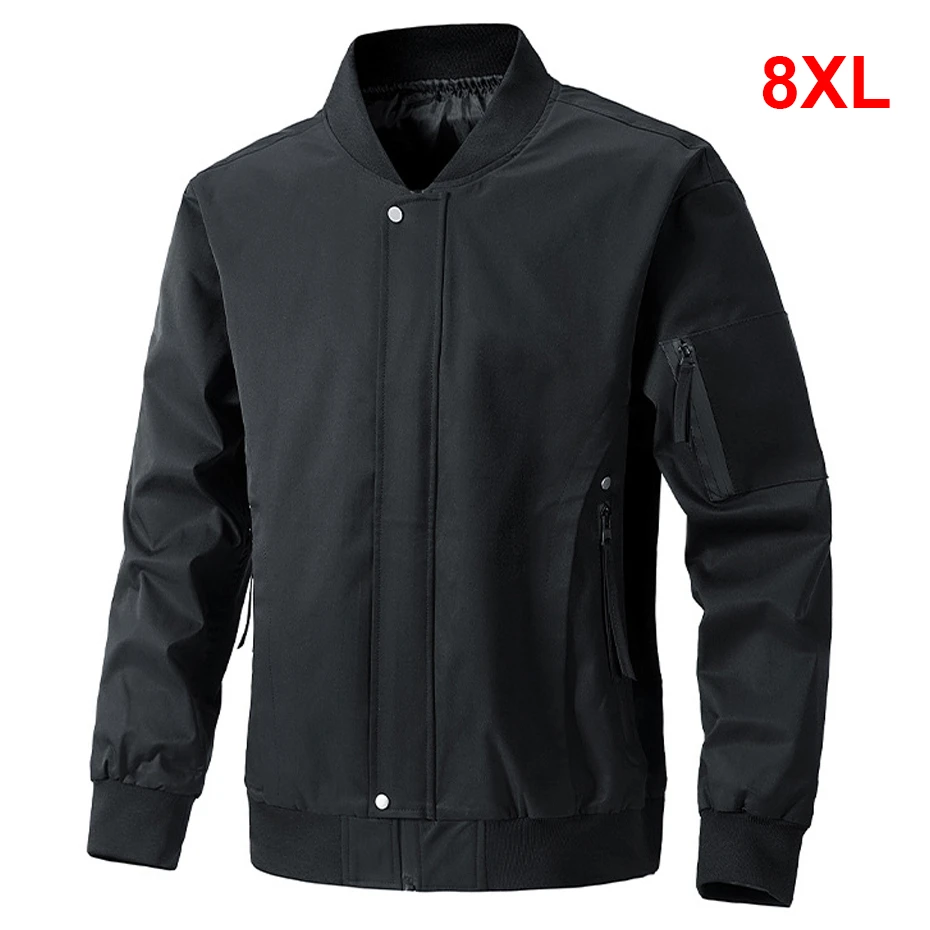 

Varsity Jacket Men Plus Size 8XL Baseball Jacket Coat Fashion Casual Solid Color Bomber Jackets Spring Autumn