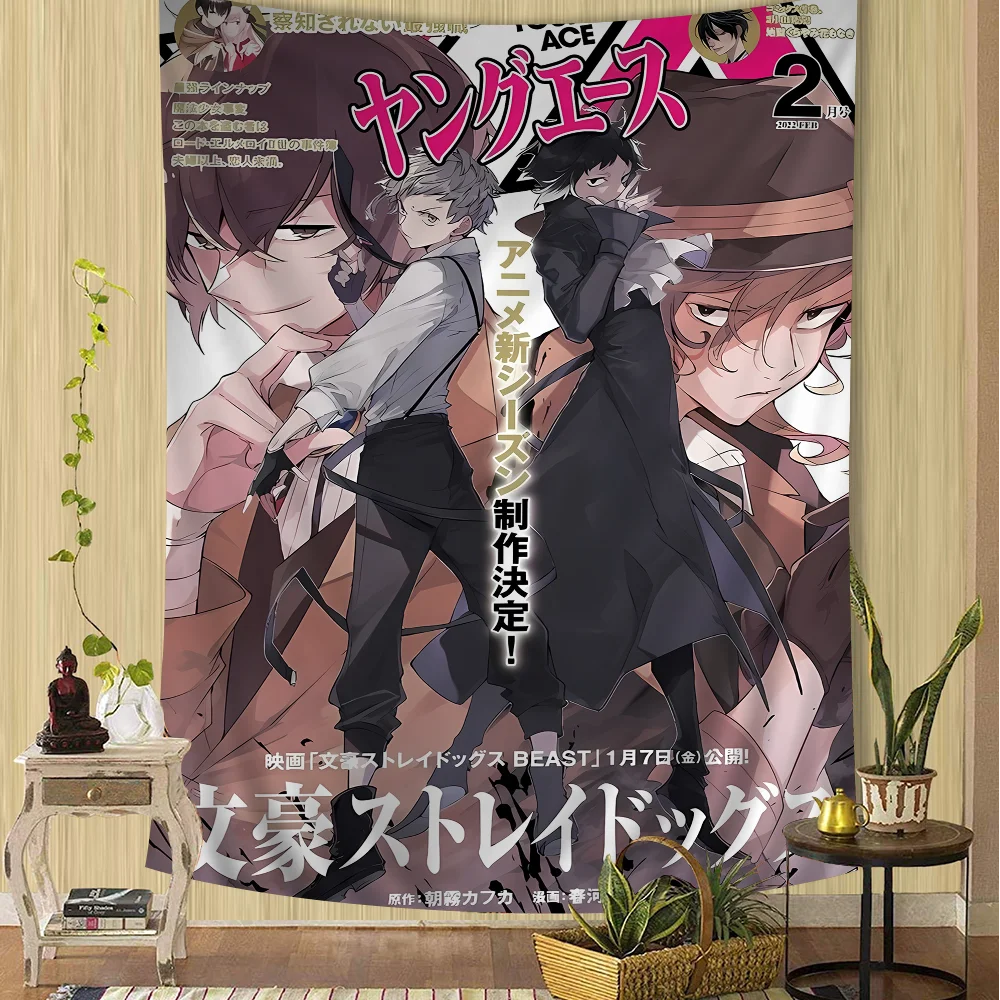 Japanese Anime Bungo Stray Dogs Colorful Tapestry Wall Hanging Hanging Tarot Hippie Wall Rugs Dorm Wall Art Decor