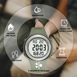 Hearkent-Montre de sport numérique étanche pour hommes et femmes, compteur de pas, suivi des calories, affichage rétro-4.2, compte à rebours, podomètre