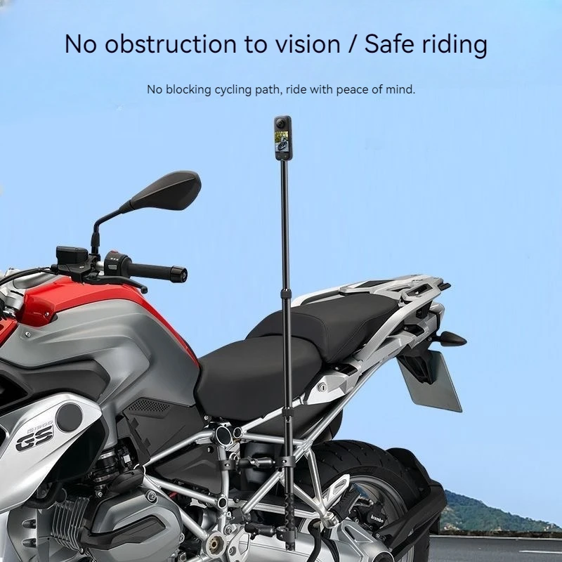 Motorcycle Bicycle Handlebar Base Mount Bracket Clip Insta360 X5/4/3 GoPro 12 11 DJI Action 3/4/ 5pro 1.2m Extended Selfie Stick