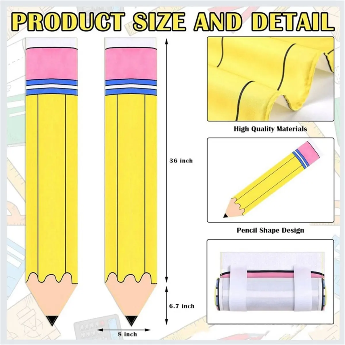 2 PCS Pencil Classroom Door Window Cover Pencil Shaped Door Curtain Blackout Lockdown Shades Glass Window Covering