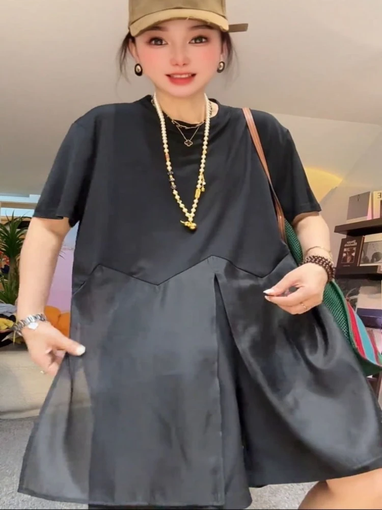 Oversized Tops Summer T Shirts 2026 Ropa Mujer Patchwork Fashion Camisetas O-neck Casual T-shirts Korean Tees Women's Clothes view 5
