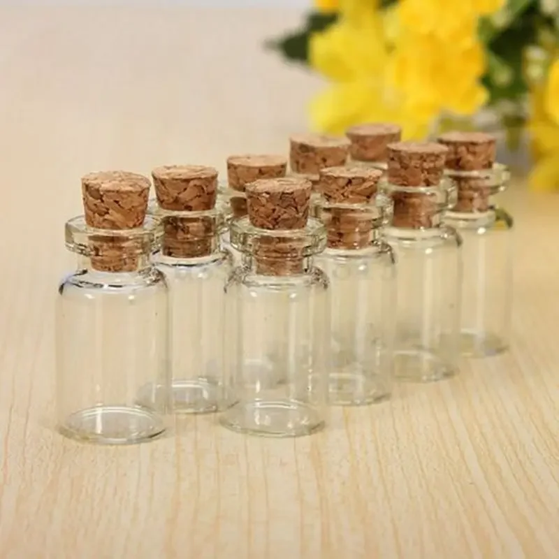 10pcs 0.5/1/1.5/2/2.5/5 ml Glass Storoage containers Empty Clear Small  Vials Container with Corks Jars Bottle  Glass Container