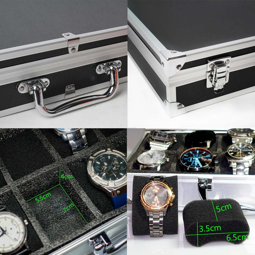 10/18/24 Grids Portable Aluminum Watch Case With Handle For Large Capacity Storage Of Jewelry And Watch Display Case