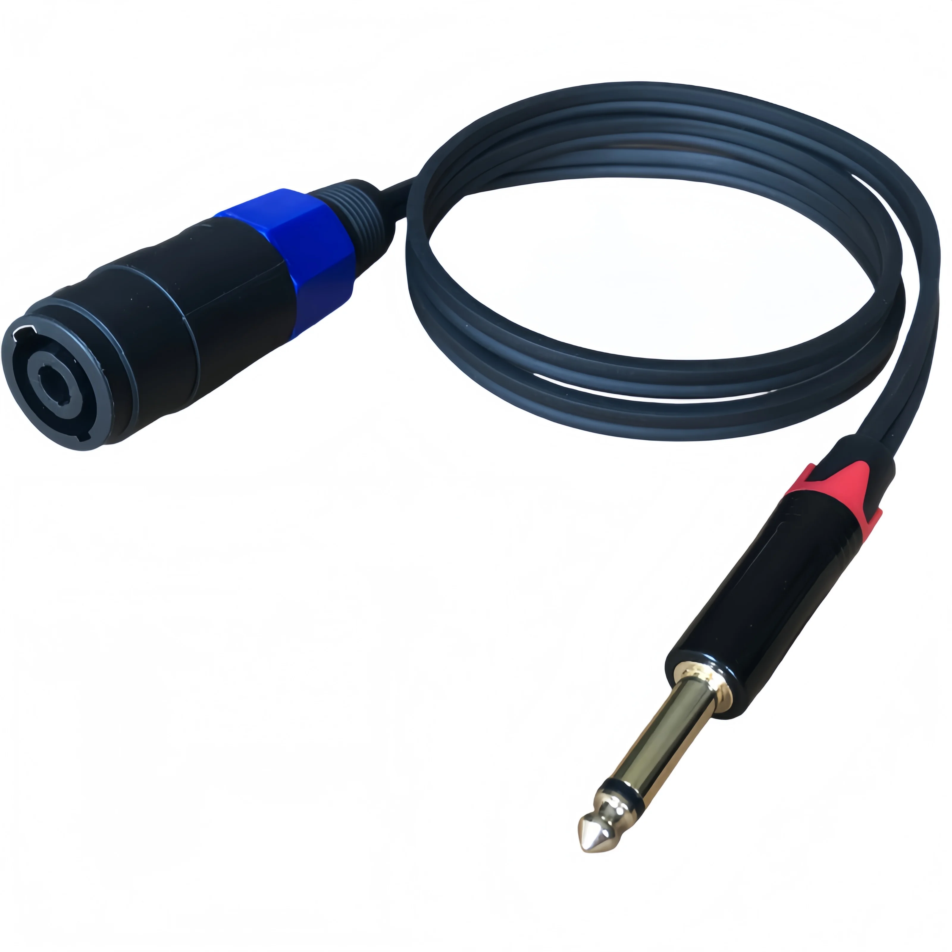 Two Professional Audio Adapter Cables (One Red, One Blue), Four-Core Speakon Female Connector to 6.35mm Ts Male Audio Cable, 1M/3.28Ft