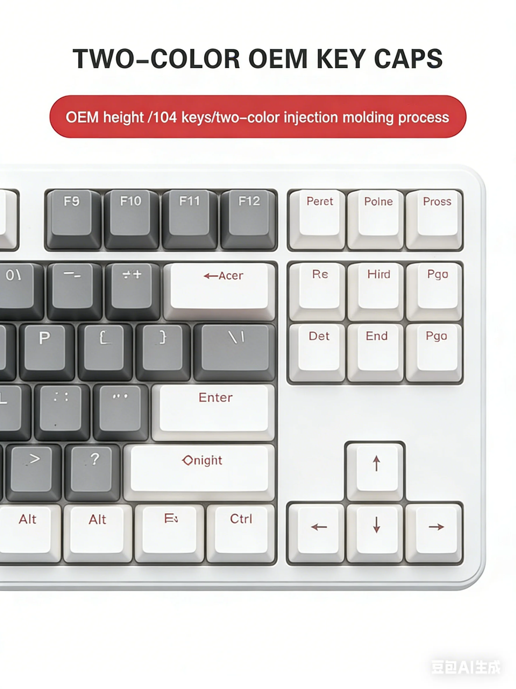 Keycaps PBT 104 Keys OEM Profile Dual Color Injection Molding Process Spherical Keycap For Cherry MX Switch