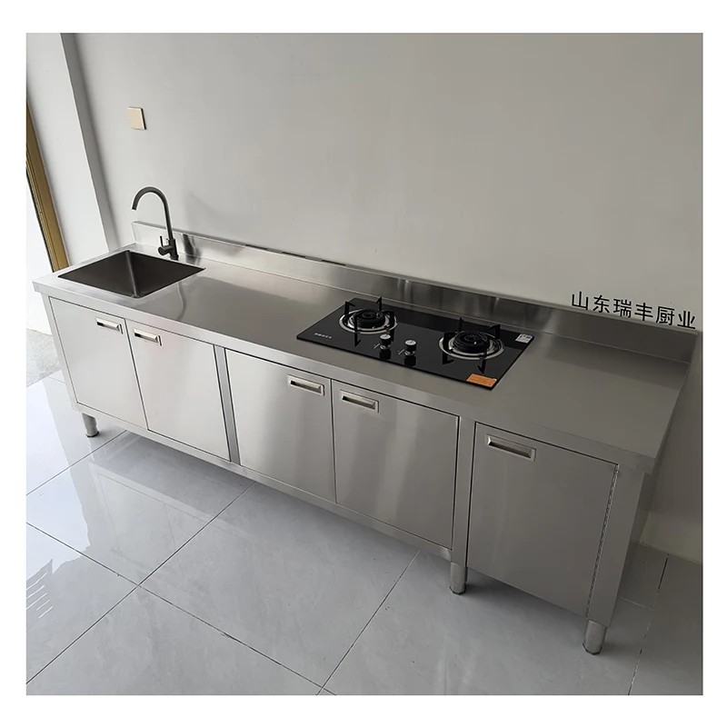 304 stainless steel workbench with pool platform sink integrated stove cabinet hotel commercial household kitchen cabinet A