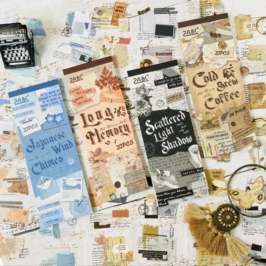 

20PCS PET Journaling Sticker Set for Scrapbooking DIY Collage Junk Journals Decorate Photo Albums Diaries Sticker