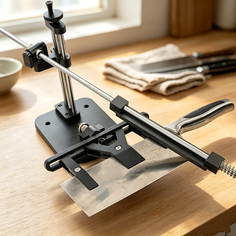 Professional 360° Rotating Fixed Angle Knife Sharpener New Model with Scale Adjustable Height Kitchen Blade Sharpening System