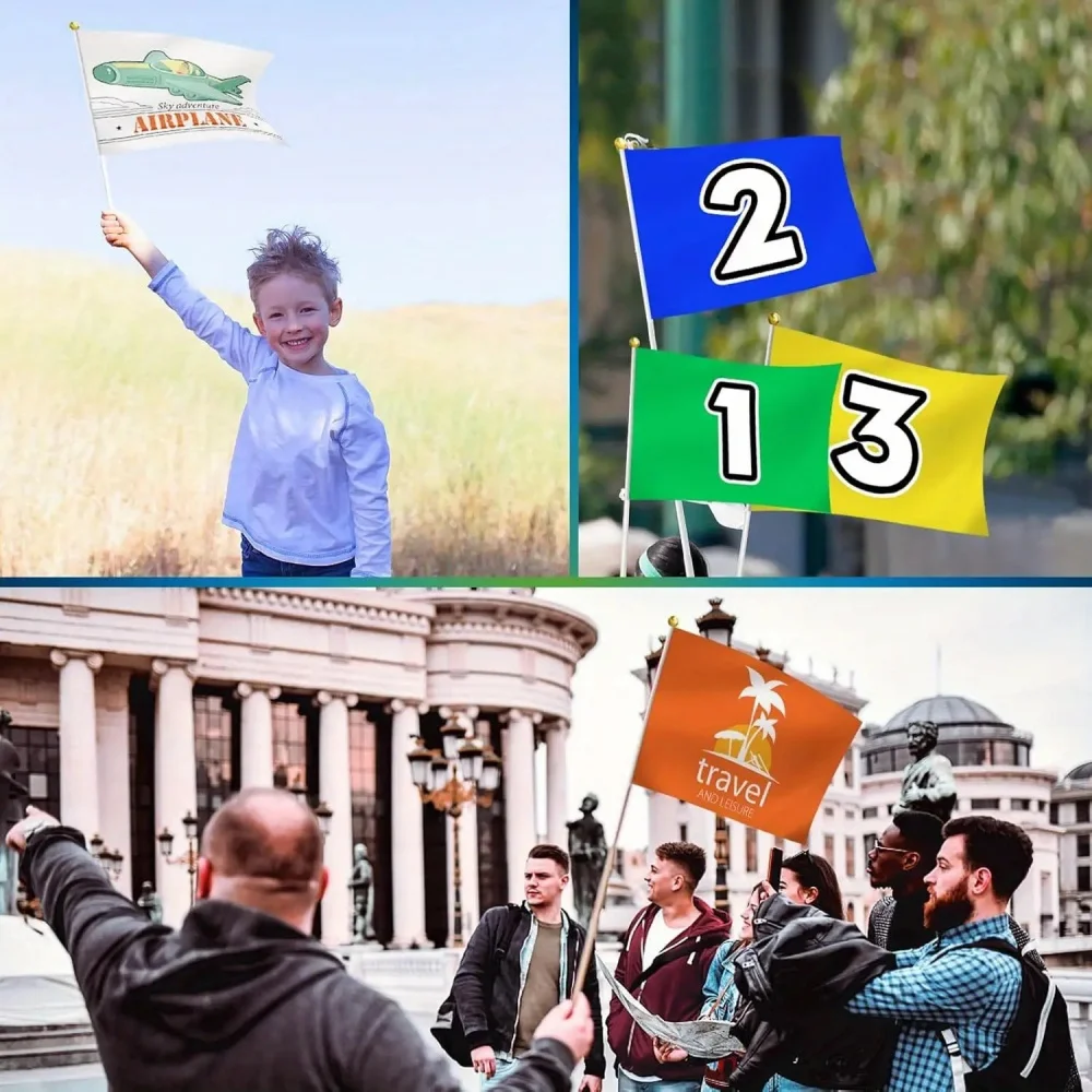 Drapeaux miniatures personnalisés, adaptés aux fêtes, aux sports, aux festivals et aux événements, 5,5 x 8,2 pouces, imprimez votre logo, votre image ou votre texte