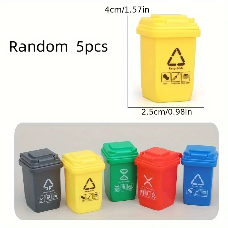 5 Mini Garbage Sorting Trash Can Accessories, Simulated Garbage and Car Trash Can Party Supplies