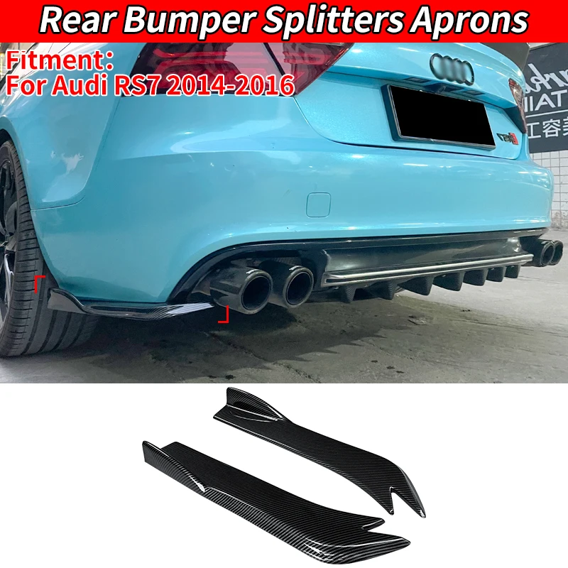 

For Audi RS7 2014 2015 2016 Car Rear Bumper Splitters Aprons Trunk Lip Spoiler Canard Wing Diffuser Wrap Angle Protector ABS