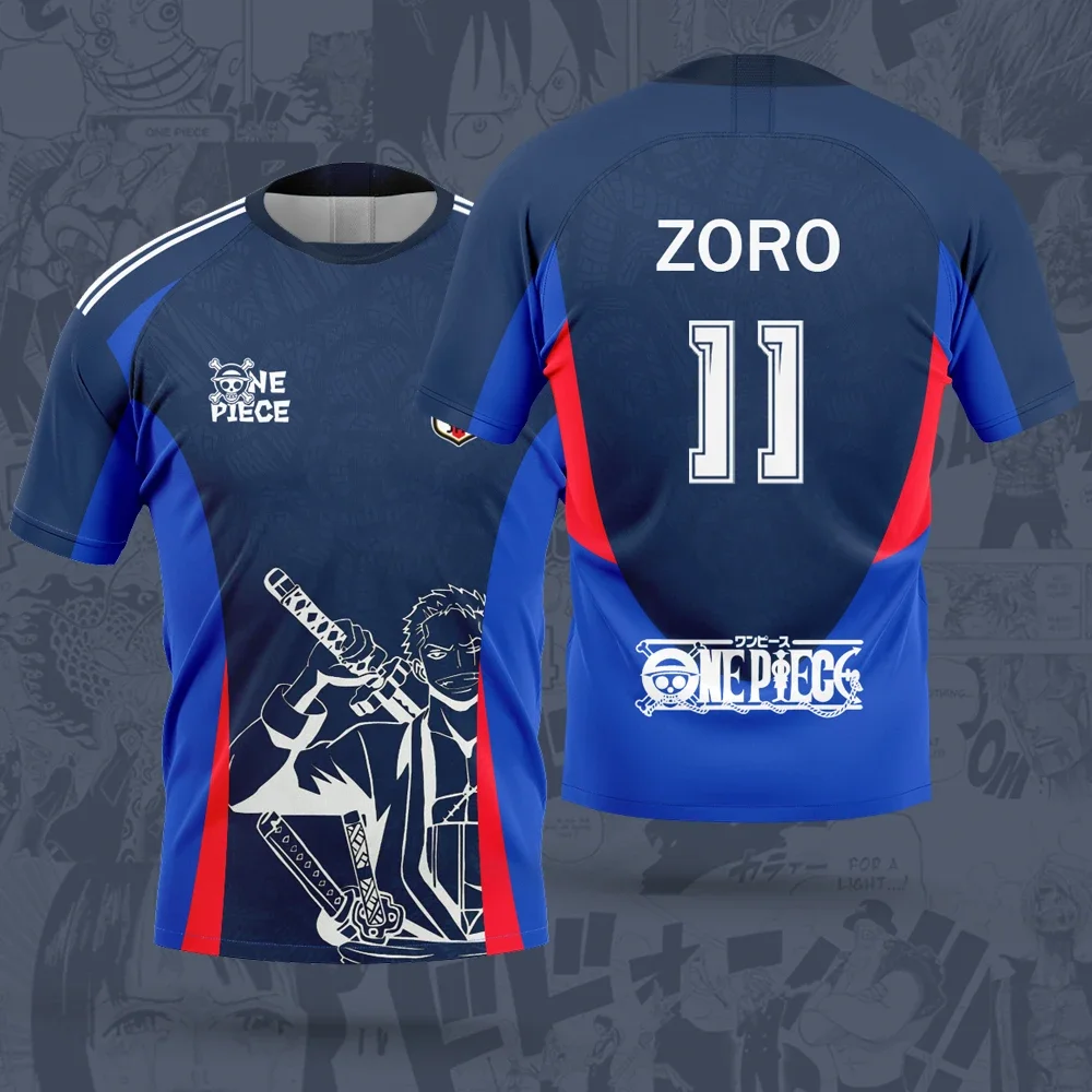 Kids Boys One Piece Anime T-Shirt Roronoa Zoro Three Sword Style Print Summer Casual Men Women Short Sleeve Sports Tops