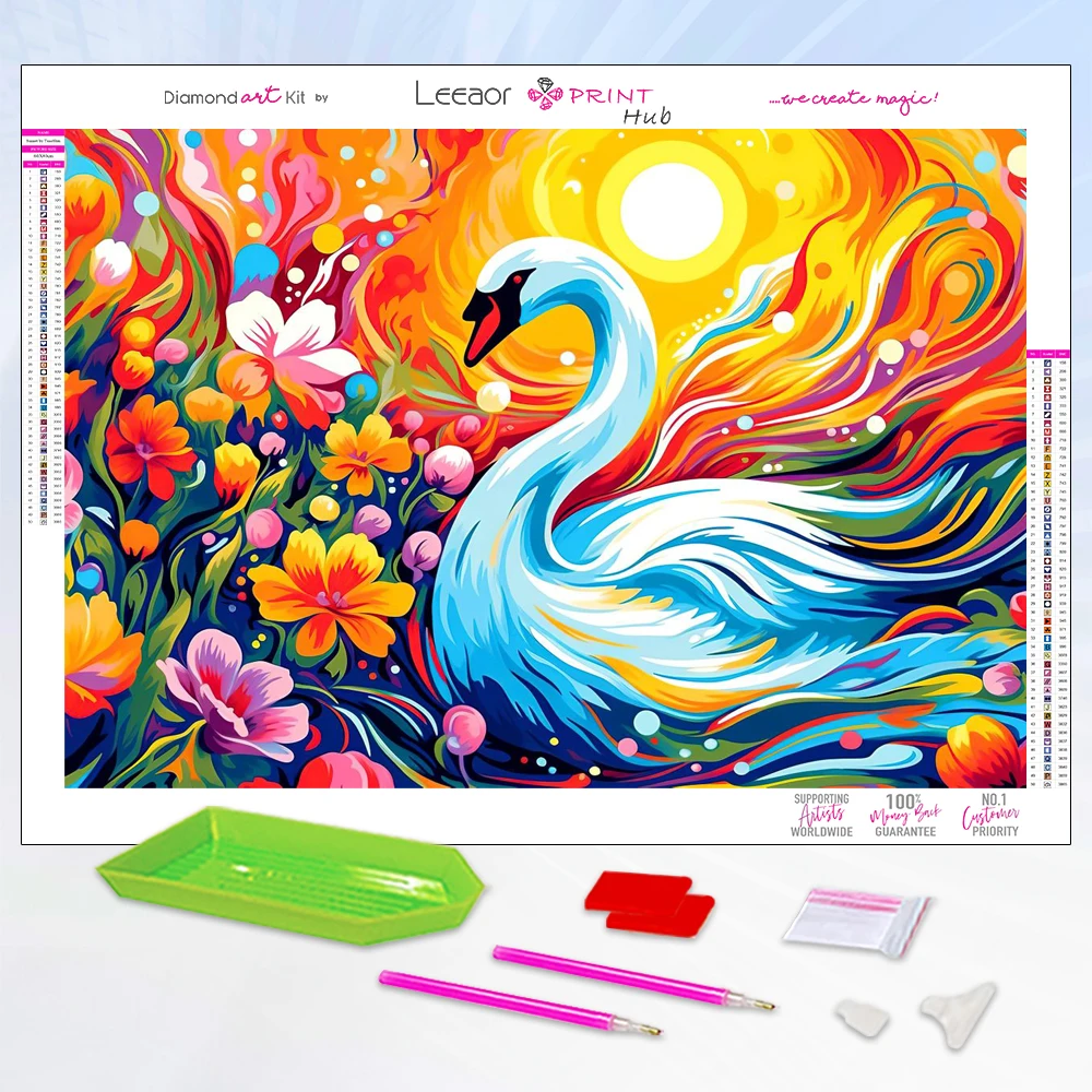 5D Diamond Painting Beautiful Swan Color Fantasy Full Rhinestone Mosaic Embroidery Cross Stitch Kit Home Decor алмазная мозаика